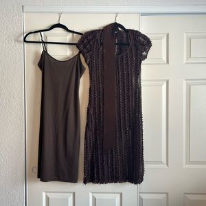 Betsey Johnson chocolate brown bow dress size 4